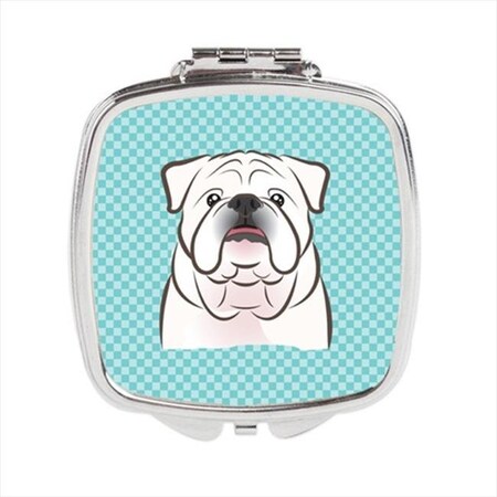 Carolines Treasures Carolines Treasures BB1158SCM Checkerboard Blue White English Bulldog Compact Mirror; 2.75 x 3 x .3 In. BB1158SCM